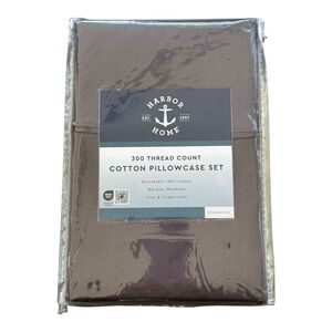 NWT Harbor Home Cotton Pillowcase Set Slate Gray Standard Size 300 Thread Count